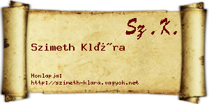 Szimeth Klára névjegykártya